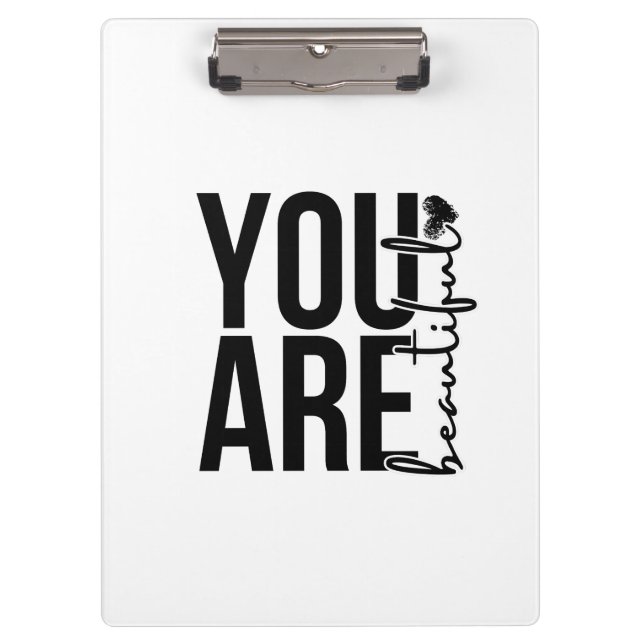 Minimalist “Beautiful” Typography Design – Black  Klemmbrett (Vorderseite)