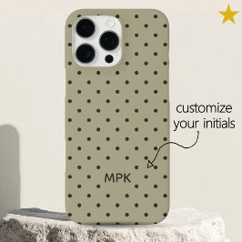 Minimalist Beige Gray Custom Monogram Polka Dot  iPhone 16 Pro Max Hülle