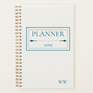 Minimalist Beige & Navy Blau Personalisiertes Mono Planer