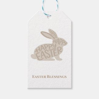 Minimalist Beige Typography Rabbit Easter  Geschenkanhänger