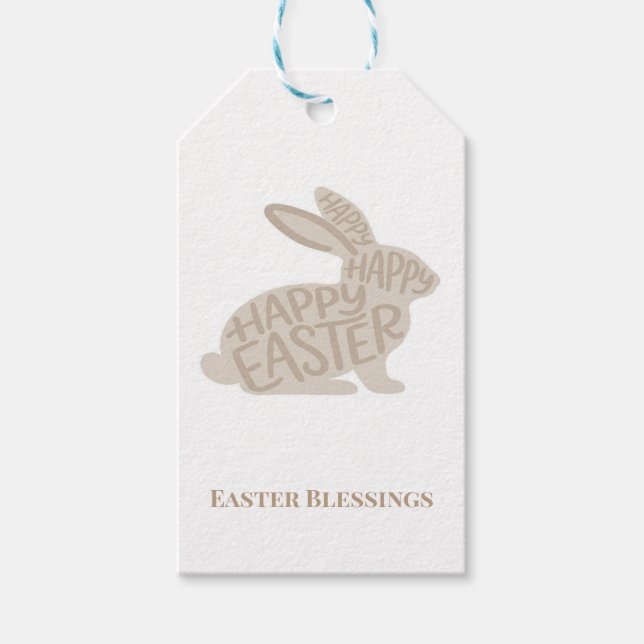 Minimalist Beige Typography Rabbit Easter  Geschenkanhänger (Vorderseite)