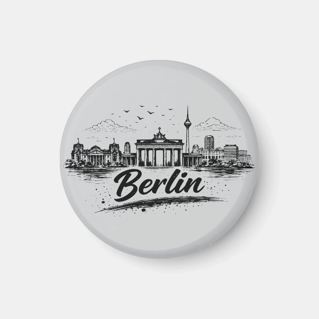 Minimalist Berlin Germany Cityscape Art Magnet (Vorne)