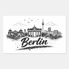Minimalist Berlin Germany Cityscape Art Rechteckiger Aufkleber