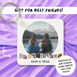 Minimalist Beste Freundin Geschenk BFF Foto Schlüsselanhänger