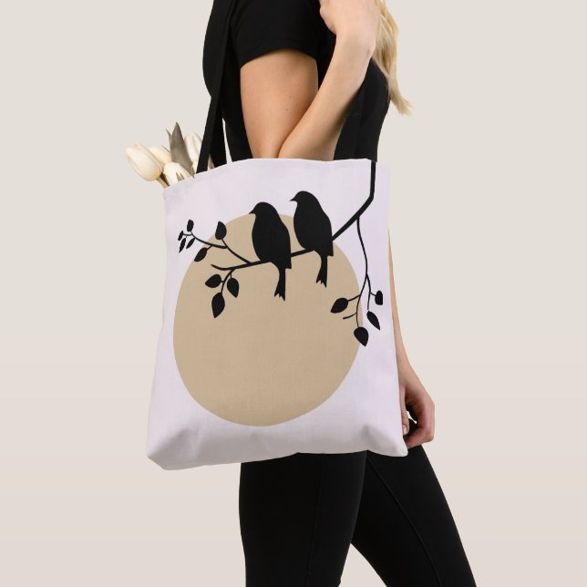 Minimalist Birds on Branch with Beige Sun Tasche (Von Nahem)