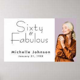 Minimalist Black 60 & Fabulous 60th Birthday Party Poster