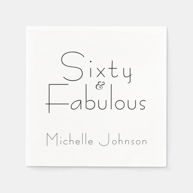 Minimalist Black 60 & Fabulous 60th Birthday Party Serviette (Vorderseite)