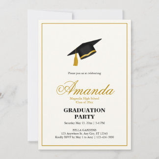 Minimalist Black and Gold Graduation Party Einladung