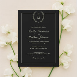 Minimalist Black And Sage Wedding Invitation