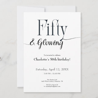 Minimalist Black and White 50th Birthday Invite Einladung