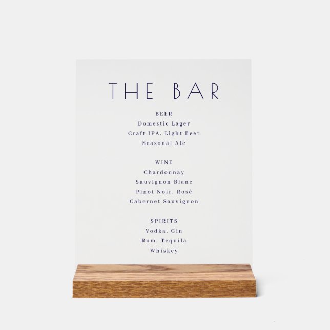 Minimalist Black and White Bar Menu Sign (Recto)