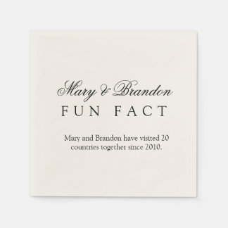 Minimalist Black and White Fun Fact Wedding Serviette