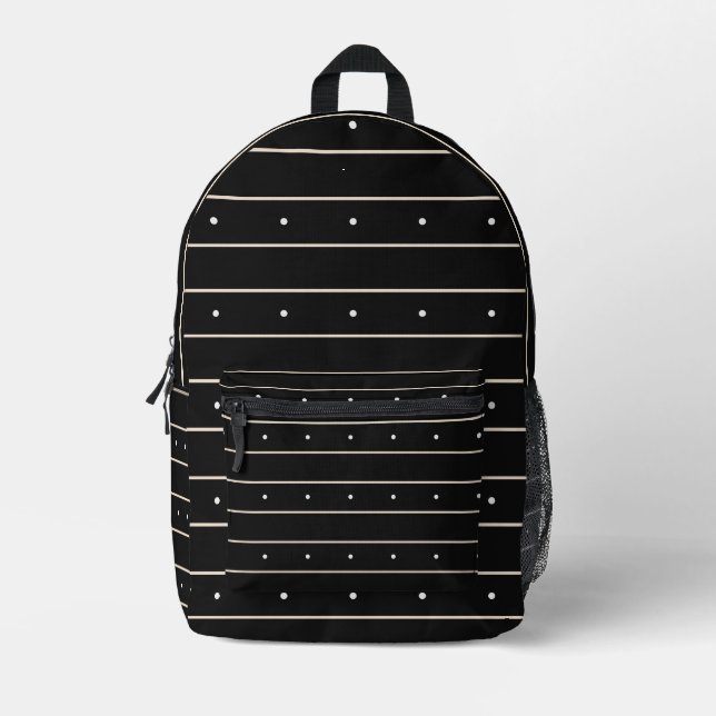 Minimalist Black And White Horizontal Striped With Bedruckter Rucksack (Vorderseite)
