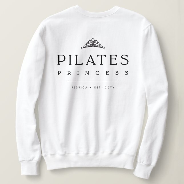 Minimalist Black and White Simple Pilates Princess Sweatshirt (Design Rückseite)