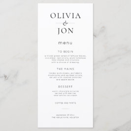 Minimalist Black and White Wedding Menükarte