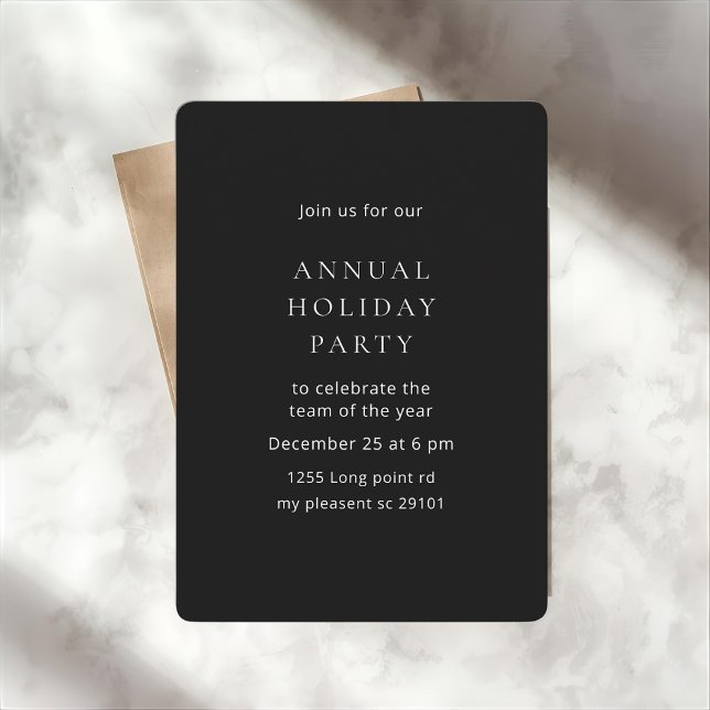 Minimalist Black Annual Holiday Party  Einladung (Von Creator hochgeladen)