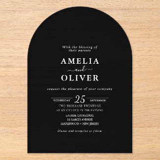 Minimalist Black Arch Elegant Wedding Invitation Acryleinladungen