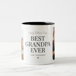 Minimalist Black Best Grandpa Ever Multi Foto Zweifarbige Tasse