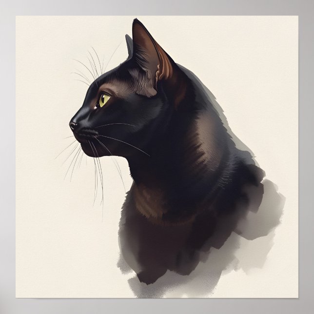 Minimalist Black Cat Art Print Poster (Vorne)