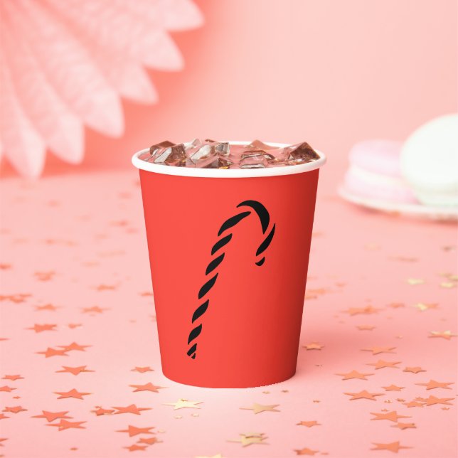 Minimalist Black Christmas Candy cane Pappbecher (Insitu)