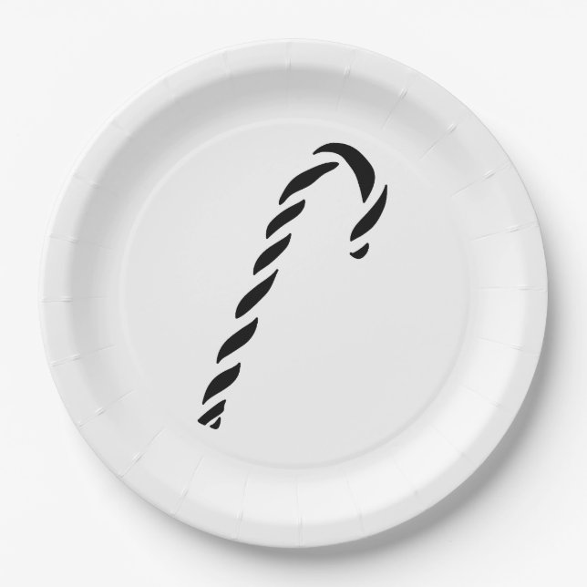 Minimalist Black Christmas Candy cane Pappteller (Vorderseite)