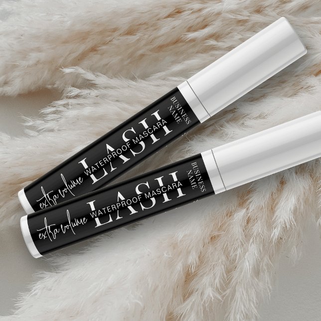 Minimalist Black Cosmetic Tube Lash Mascara Label Etiketten (Personalize your beauty products with these fully editable black mascara labels)