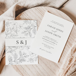 Minimalist Black Floral Wedding Invitation Einladung