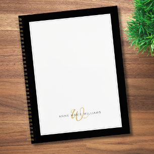 Minimalist Black Gold Zwei-Rahmen-Monogramm Notizbuch