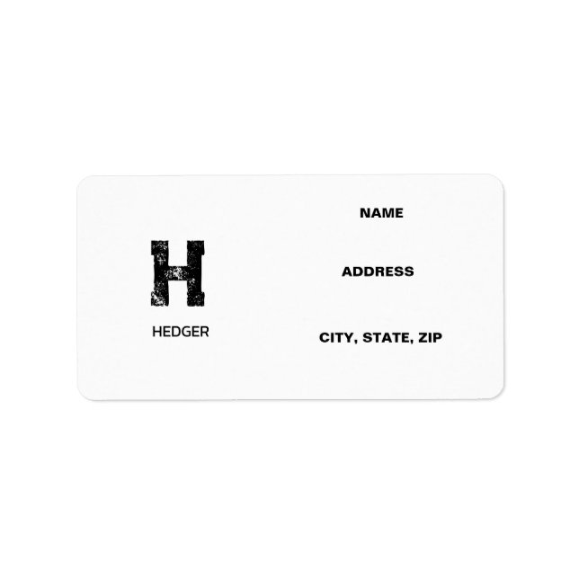 MINIMALIST BLACK ONE LETTER MONOGRAM NAME WHITE ADRESSAUFKLEBER (Vorne)