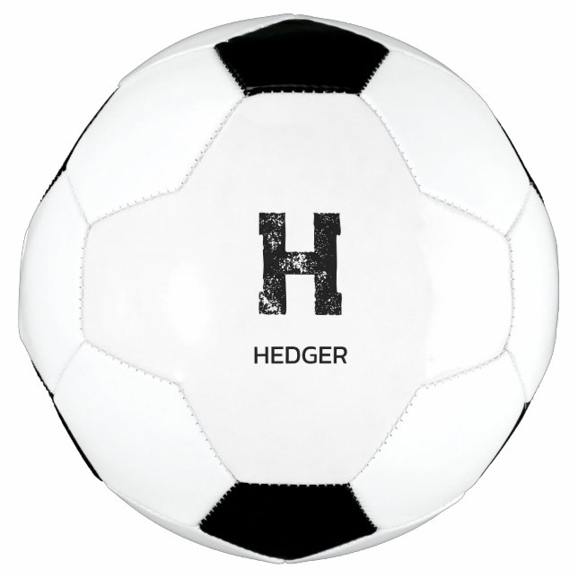 MINIMALIST BLACK ONE LETTER MONOGRAM NAME WHITE FUßBALL (Vorderseite)