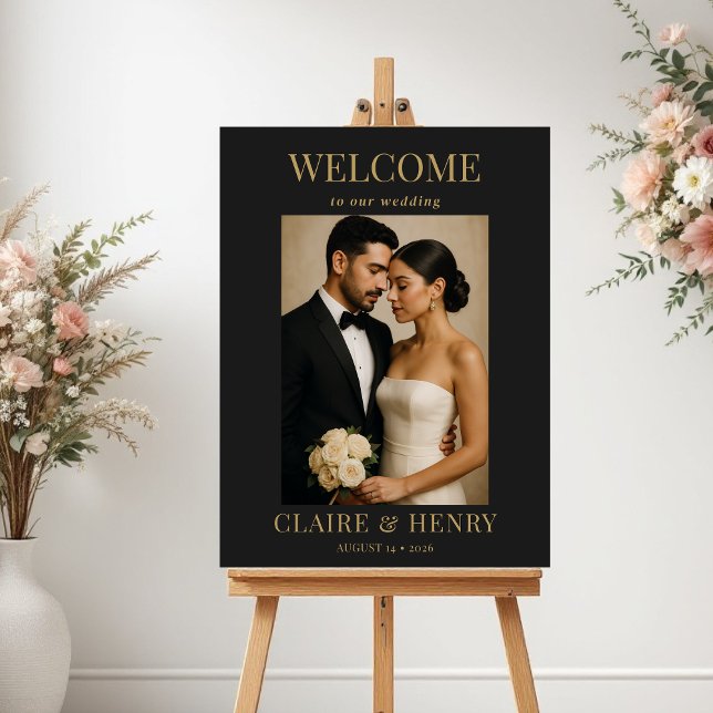 Minimalist Black Photo Modern Wedding Welcome  Poster (Von Creator hochgeladen)