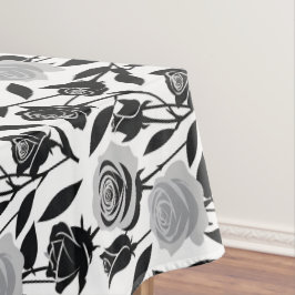 Minimalist Black Roses With Light Gray Stems Tischdecke