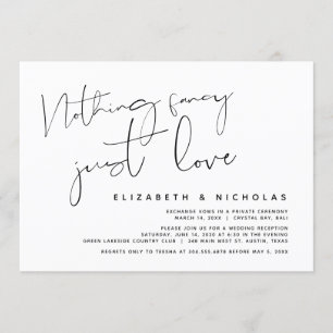 Minimalist Black Schrift, Hochzeitsflucht-Party Einladung