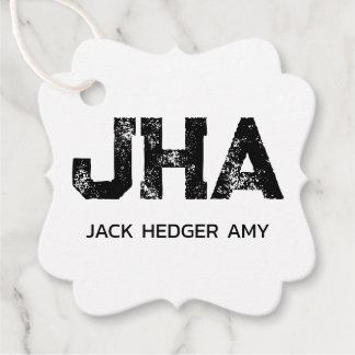 MINIMALIST BLACK THREE LETTER MONOGRAM NAME WHITE GESCHENKANHÄNGER