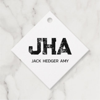 MINIMALIST BLACK THREE LETTER MONOGRAM NAME WHITE GESCHENKANHÄNGER