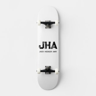 MINIMALIST BLACK THREE LETTER MONOGRAM NAME WHITE SKATEBOARD