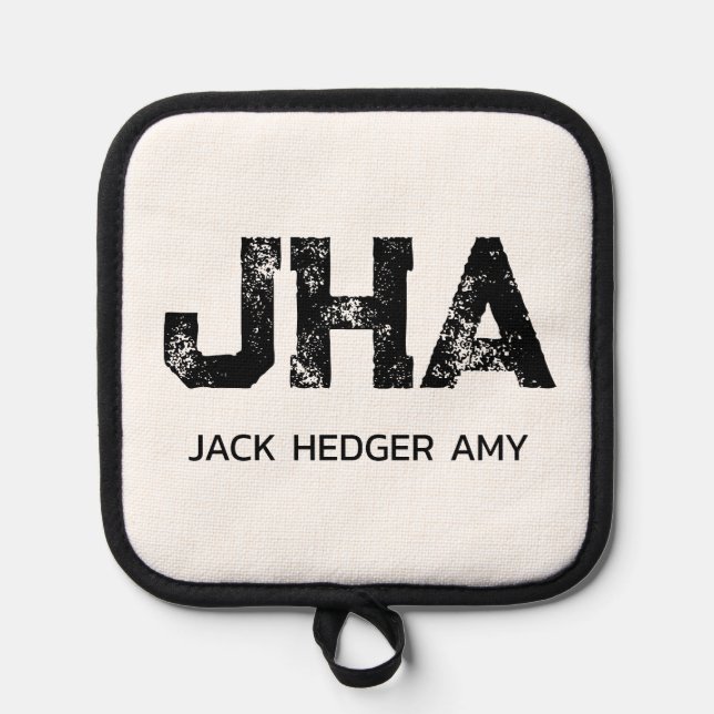 MINIMALIST BLACK THREE LETTER MONOGRAM NAME WHITE TOPFLAPPEN (Vorderseite)