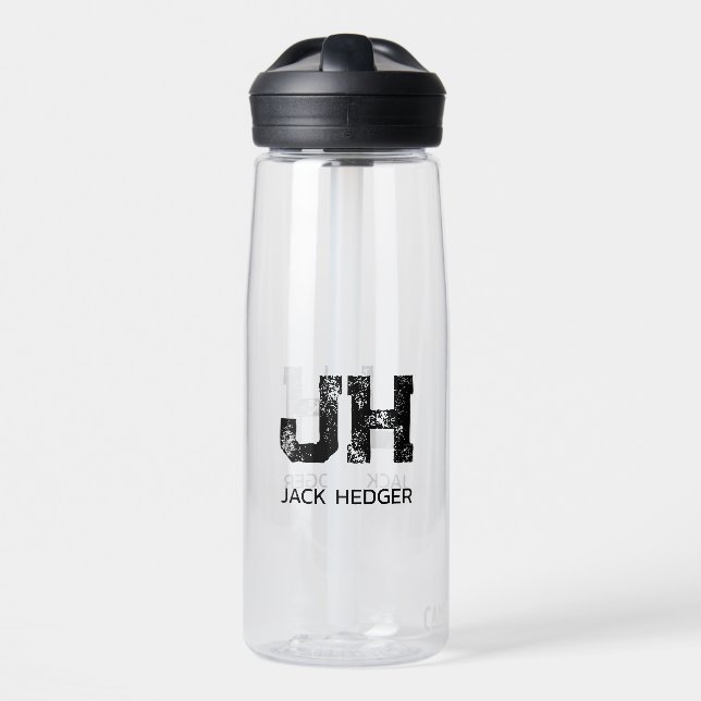 MINIMALIST BLACK TWO LETTER MONOGRAM NAME CLEAR TRINKFLASCHE (Vorne)