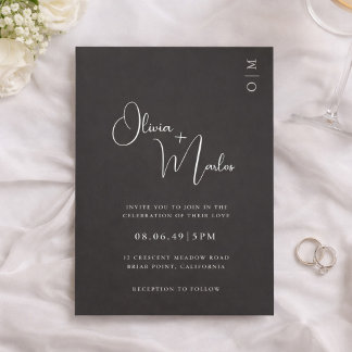  Minimalist Black Wedding QR code Invitation card Einladung