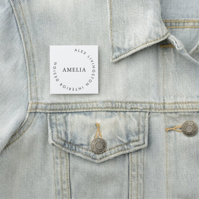 Minimalist Black White Circle Monogram Chic Logo Namensschild (Beispiel)