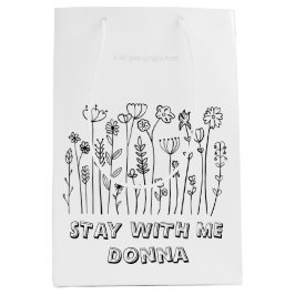 Minimalist Black White Love Typography Elegant  Mittlere Geschenktüte