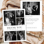 Minimalist Black White Photo Collage Wedding Thank Dankeskarte<br><div class="desc">Minimalist, Elegant Photo Collage Wedding Thank You Cards. Classic wedding thank you card template featuring six (6) photo. With "THANK YOU" text in an elegance serif font typography in black on white background. Add your name, (black and white or color) photos and thank you message. If you prefer to handwrite...</div>