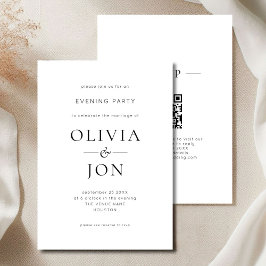 Minimalist Black White QR Code Wedding Evening Einladung