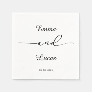 Minimalist Black & White Wedding | Modern Script Serviette