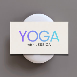 Minimalist Blau Altweiß Fett Yoga-Instructor Visitenkarte