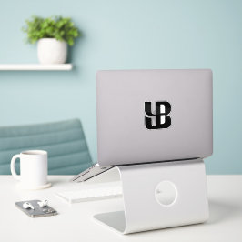 Minimalist Blau YB Buchstabe Aufkleber