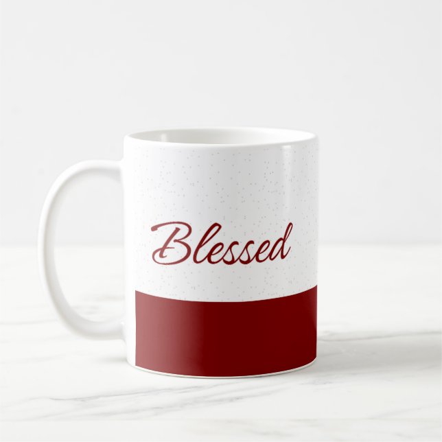 Minimalist Blessed Burgundy Script Art Kaffeetasse (Links)