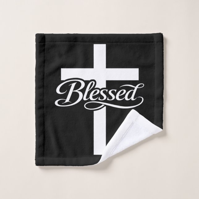 Minimalist Blessed Cross Christian Faith Design Badhandtuch Set (Waschlappen)