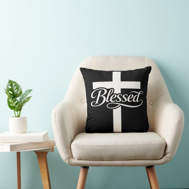 Minimalist Blessed Cross Christian Faith Design Kissen (Stuhl )