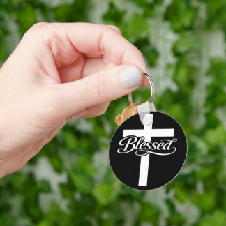 Minimalist Blessed Cross Christian Faith Design Schlüsselanhänger
